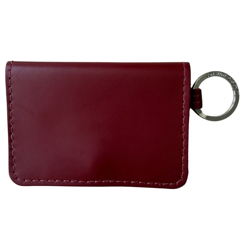 Jon Hart Design ID Wallet Unisex Red Leather Keychain Minimalist Luxury Travel